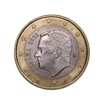 spanische 1-Euro Münze mit dem Portrait König FelipeVI.