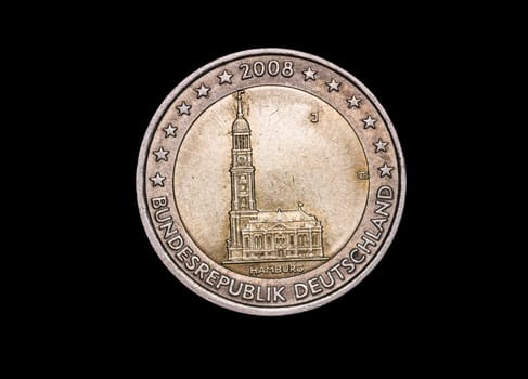 deutsche 2-Euro Münze Michaeliskirche Hamburg