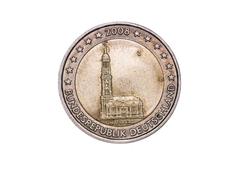 deutsche 2-Euro Münze Michaeliskirche Hamburg
