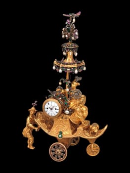 This breathtaking antique chariot automaton clock, crafted by James Cox in 1766, features intricate gold and jeweled detailing. Its exotic Chinese-inspired design adds unparalleled luxury to vintage decor collections.