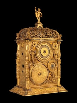 This extraordinary antique astronomical table clock, crafted by Jeremias Metzger in 1568, boasts intricate gold detailing in a stunning renaissance design. Its luxurious craftsmanship adds unparalleled elegance to vintage decor collections.