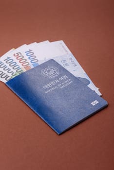 Korean passport for travelling, flying and doing business. South korea document, id for crossing the border