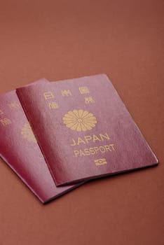 Japanese passport for travelling, flying and doing business. Japan document, id for crossing the border