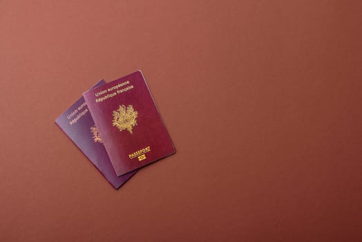 French passport for travelling, flying and doing business. France document, id for crossing the border