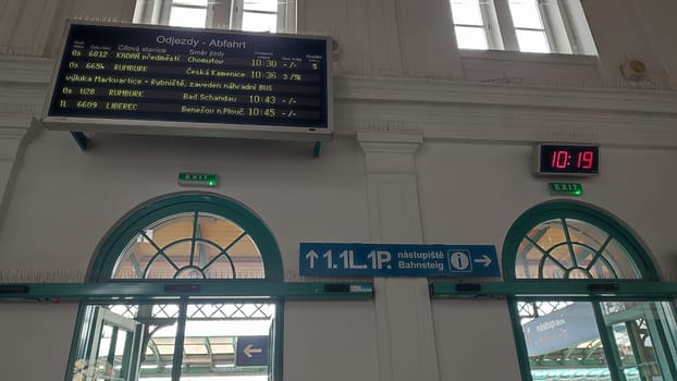 October 18 2024 Liberec Czech Republic Europe, Train station schedule. High quality photo shotlisttravel