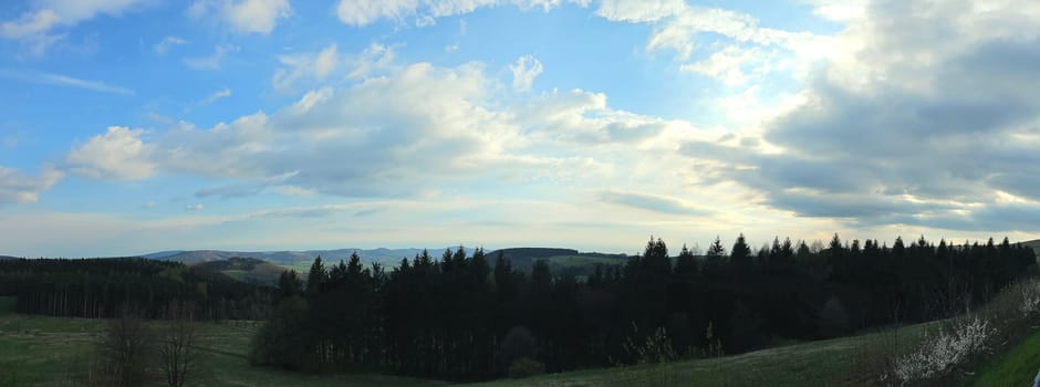 Spring hike through the beautiful Rhoen mountains around the Wasserkuppe - Hesse - Germany. High quality photo