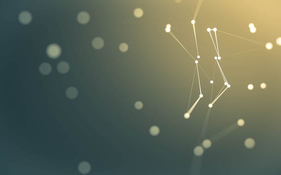 3d Abstract background. Molecules technology with polygonal shapes, connecting dots and lines. Connection structure. Big data visualization. 3d background.