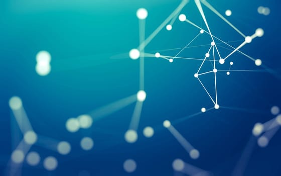 3d Abstract background. Molecules technology with polygonal shapes, connecting dots and lines. Connection structure. Big data visualization. 3d background.