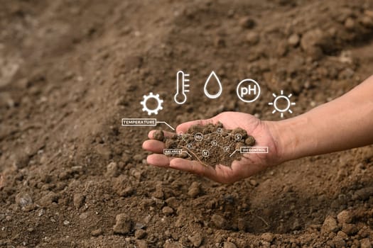 Advanced agritech monitoring system analyzing soil properties in modern farming.