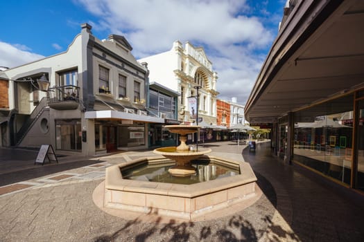 LAUNCESTON, AUSTRALIA - APRIL 10 2025: Historic buildings in Quadrant Mall in the central business district of Launceston on a cool autumn day in Tasmania, Australia