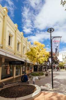 LAUNCESTON, AUSTRALIA - APRIL 10 2025: Historic buildings in Quadrant Mall in the central business district of Launceston on a cool autumn day in Tasmania, Australia
