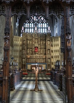 Newcastle, UK - Apr 12, 2025 - Interior design of Newcastle Cathedral (Cathedral Church of St Nicholas). use it as your Wallpaper, Poster and Space for text, Selective focus.