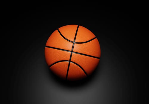Orange basketball ball on black background