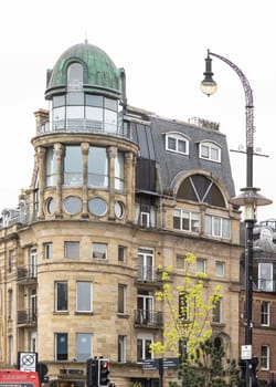 Newcastle, UK - Apr 12, 2025 - Architecture exterior of Baltic chambers an Historic building on the Newcastle quayside with large windows for looking down river in newcastle upon tyne. use it as your Wallpaper, Poster and Copy space, Selective focus.