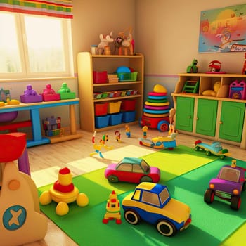 A children's room with toys