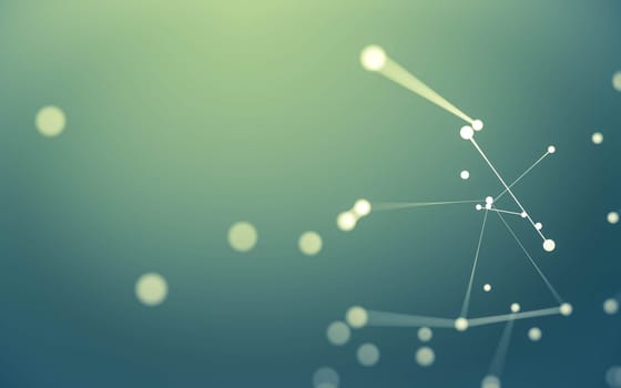 3d Abstract background. Molecules technology with polygonal shapes, connecting dots and lines. Connection structure. Big data visualization. 3d background.