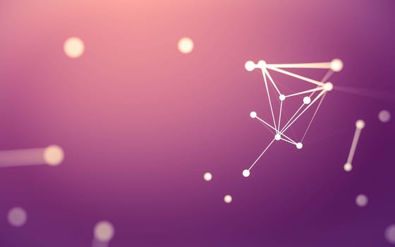 3d Abstract background. Molecules technology with polygonal shapes, connecting dots and lines. Connection structure. Big data visualization. 3d background.