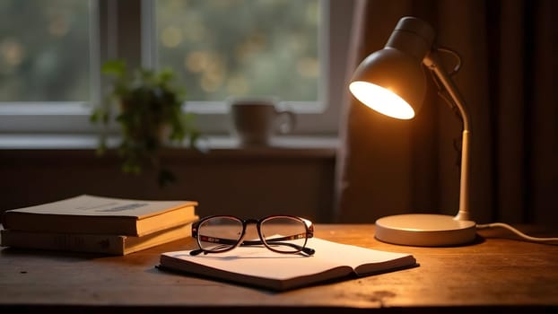 A modern desk lamp in Mocha Mousse tones, perfect for illuminating a home office