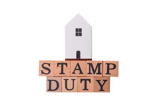 Stamp duty tax, property investment concept, business processes related to real estate. Stamp duty inscription as a background for business design