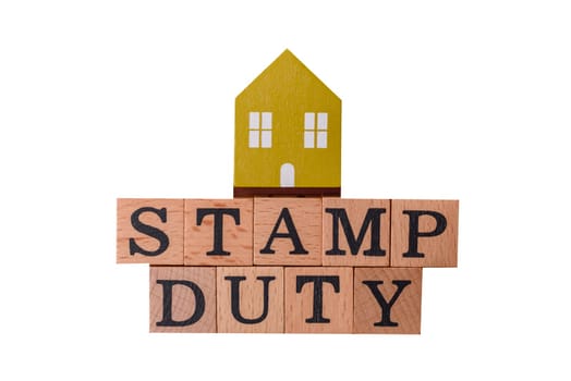 Stamp duty tax, property investment concept, business processes related to real estate. Stamp duty inscription as a background for business design