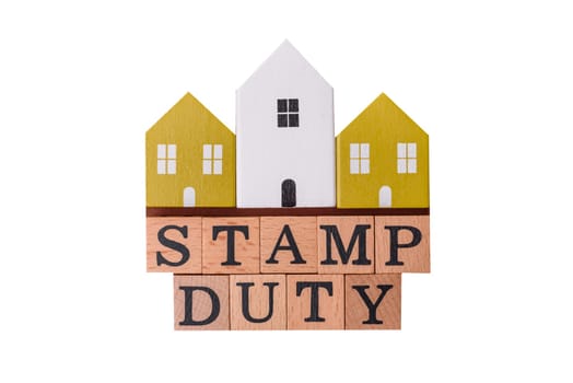 Stamp duty tax, property investment concept, business processes related to real estate. Stamp duty inscription as a background for business design