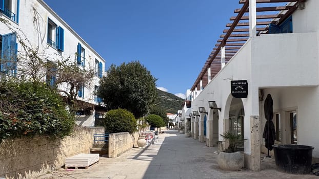 Budva, Montenegro - April 17, 2025: Building materials are lying next to the MAGNOLIA Healthy Bar.repairs and preparation for the tourist season