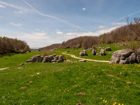 The sphinxes of Lessinia monoliths rocks shaped by nature over thousands of years.