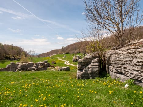 The sphinxes of Lessinia monoliths rocks shaped by nature over thousands of years.