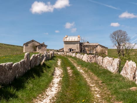 Italian hut in mountain landscape - Mountain Lessini Verona Northern Italy High quality photo
