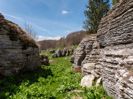 The sphinxes of Lessinia monoliths rocks shaped by nature over thousands of years.