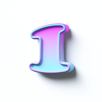 Pink blue gradient cartoon font Number 1 ONE 3D rendering illustration isolated on white background