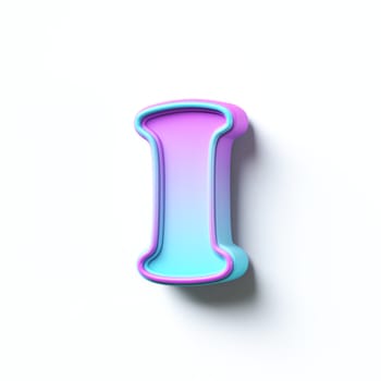 Pink blue gradient cartoon font Letter I 3D rendering illustration isolated on white background