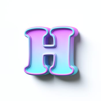 Pink blue gradient cartoon font Letter H 3D rendering illustration isolated on white background