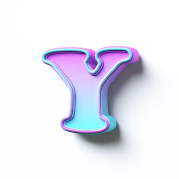 Pink blue gradient cartoon font Letter Y 3D rendering illustration isolated on white background