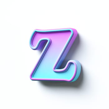 Pink blue gradient cartoon font Letter Z 3D rendering illustration isolated on white background