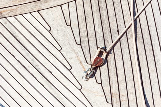 Boat deck with wooden texture and rope detail, abstract pattern background