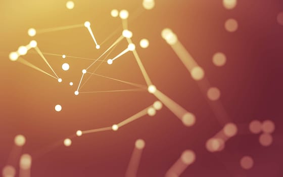 3d Abstract background. Molecules technology with polygonal shapes, connecting dots and lines. Connection structure. Big data visualization. 3d background.