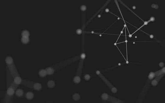 3d Abstract background. Molecules technology with polygonal shapes, connecting dots and lines. Connection structure. Big data visualization. 3d background. 