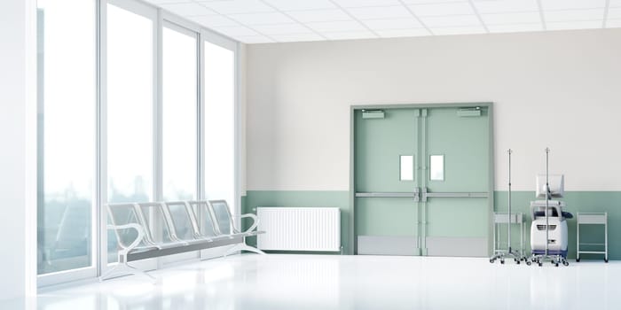 An inviting waiting room in a healthcare facility featuring stylish furnishings and a calm color palette schema, perfect for medical environments.