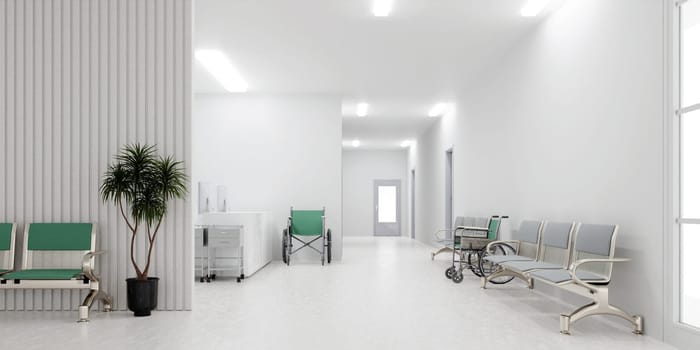 A visually appealing hospital waiting area with green accents and modern furnishings, perfect for medical facility projects.