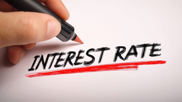 IR Interest Rate - amount of interest due per period, as a proportion of the amount lent, deposited, or borrowed, acronym text concept with marker..
