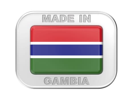 Made in Gambia, silver badge with the flag of The Gambia
