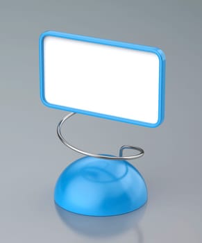Blue blank spiral card holder on a shiny grey background