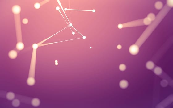 3d Abstract background. Molecules technology with polygonal shapes, connecting dots and lines. Connection structure. Big data visualization. 3d background.