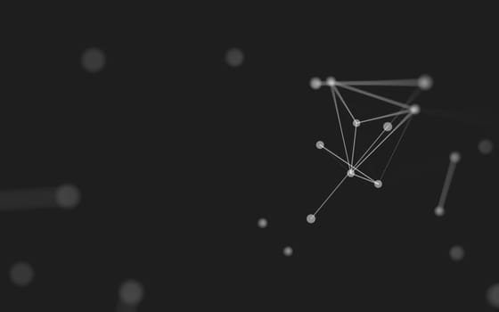 3d Abstract background. Molecules technology with polygonal shapes, connecting dots and lines. Connection structure. Big data visualization. 3d background. 