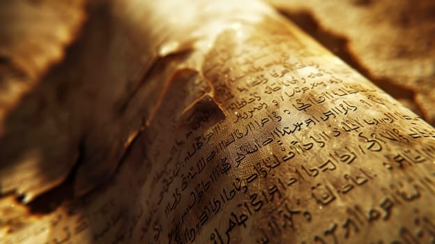 Ancient Illustrated Hebrew Manuscript on Parchment: A Biblical Scroll Exploration..