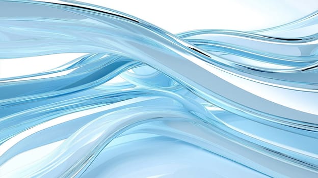 Abstract clear blue waves with a glassy, fluid texture on a white background. Ideal for technology, purity, minimalism, and futuristic design visuals in digital and brand