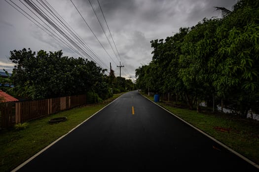 Country road in Manorom District, Chai Nat Province, Background for advertising and wallpaper in natural environment and nature scene