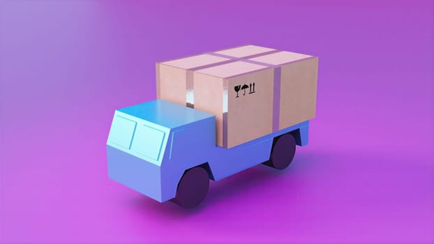 Delivery truck with box. Computer generated 3d render