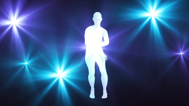 Woman dance with lights. Computer generated 3d render